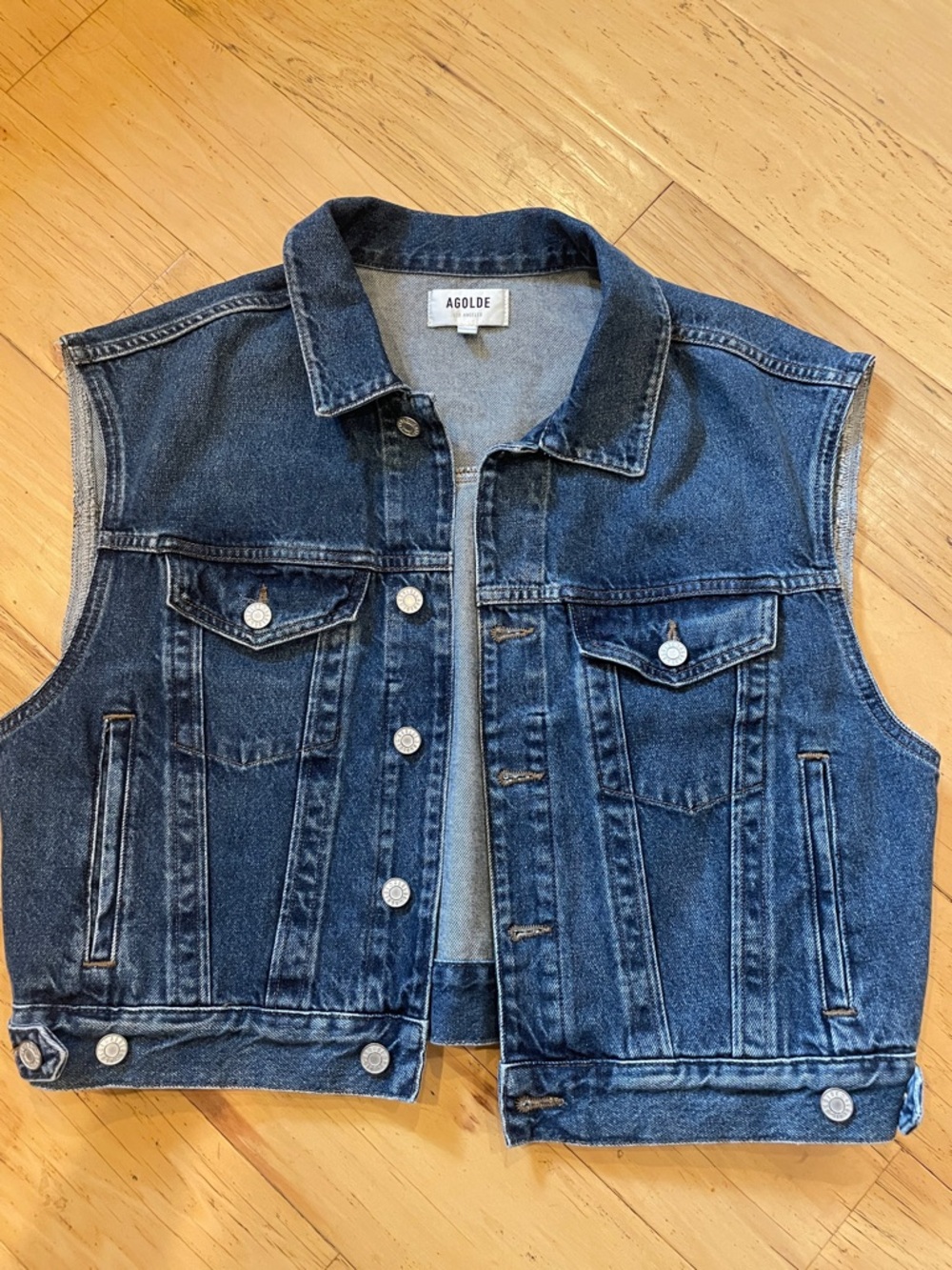Agolde Indigo Sleeveless Denim Jacket Vest